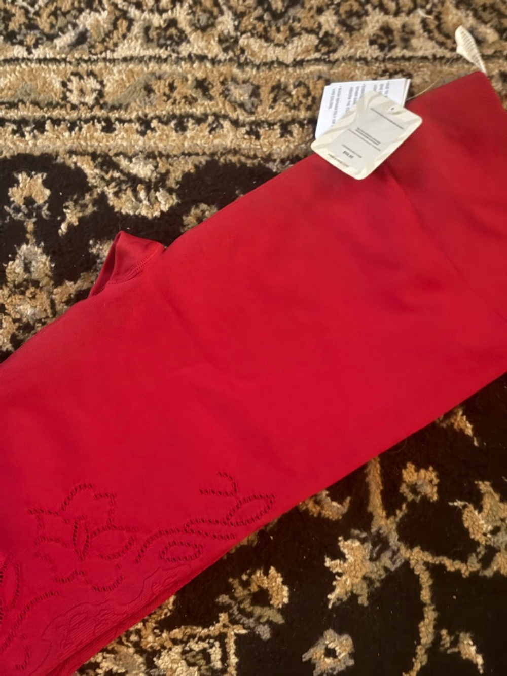 Fabletics Red Embroidered seamless leggings Size XL New with tags